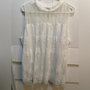 NWOT Shannon Ford New York Size 2X Sleeveless White Lace Blouse